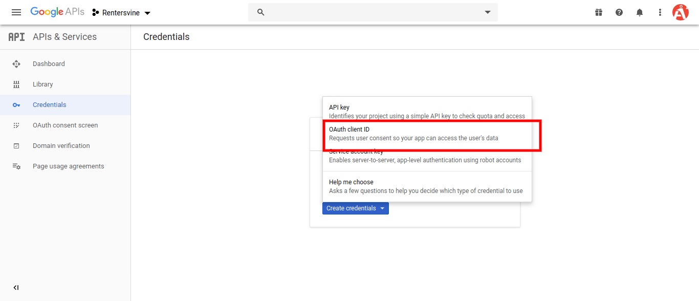 Create Credentials